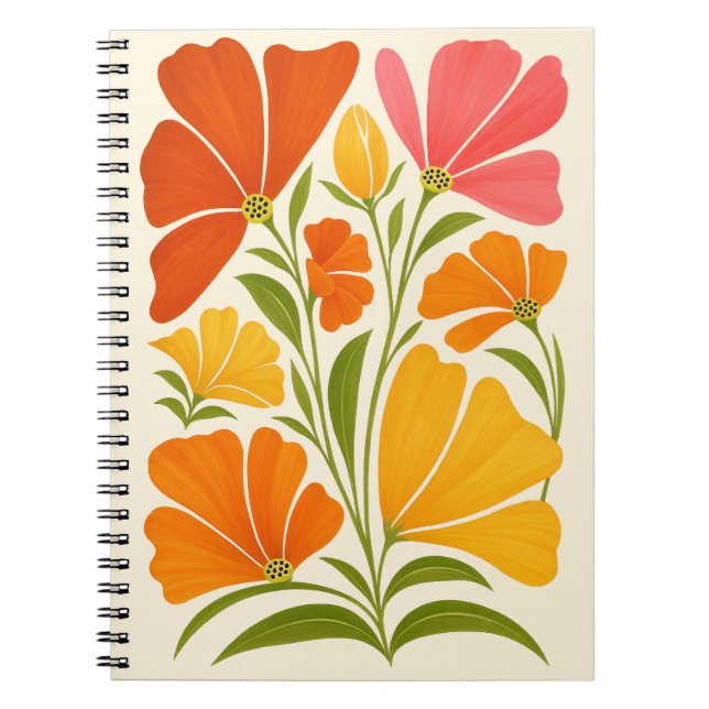  Vibrant Hand-Painted Wildflowers Art Notebook (Front)