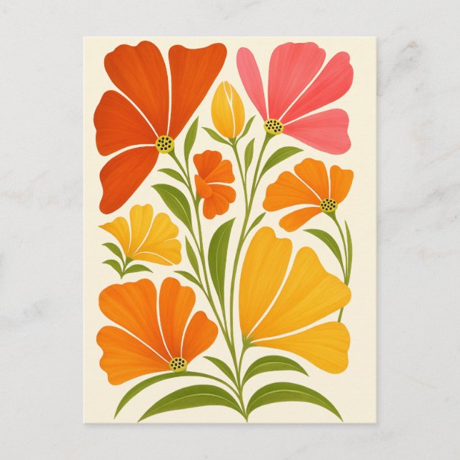  Vibrant Hand-Painted Wildflowers Art Postcard (Front)