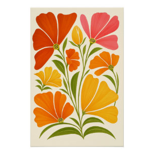  Vibrant Hand-Painted Wildflowers Art Poster