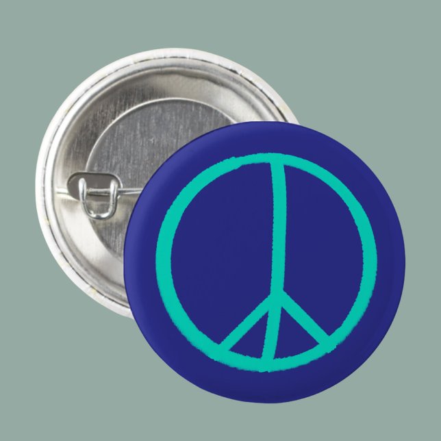 Vibrant Handpainted blue Peace Sign Button (Creator Uploaded)