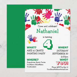 Vibrant Handprints Kids Birthday Party Invitation