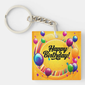Vibrant Happy Birthday Keychain
