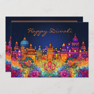 Vibrant Happy Diwali with custom text