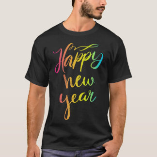 Vibrant Happy New Year Text T-Shirt