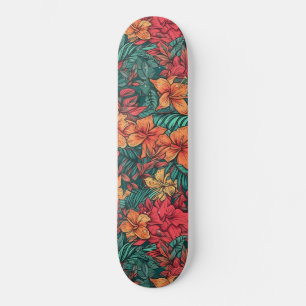 Vibrant Hawaiian Flower Pattern     Skateboard