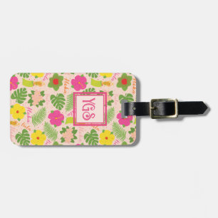 Vibrant Hawaiian Hula Dancer Travel Monogram Luggage Tag