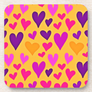 Vibrant Heart Bliss: Love Pattern Coaster