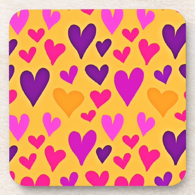 Vibrant Heart Bliss: Love Pattern Coaster (Front)