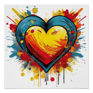 Vibrant Heart Explosion – Fun Pop Art Design Poster