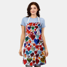 Vibrant Heart Pattern Apron - Kitchen Accessory