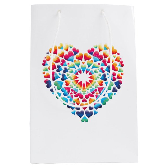 Vibrant Heart Tie-Dye Medium Gift Bag (Front)