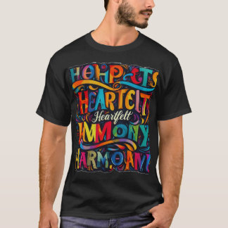 Vibrant Heartfelt Harmony Typography Art Tee