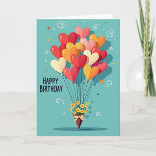 Vibrant Hearts Birthday Card