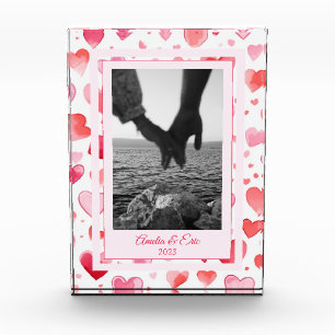 Vibrant Hearts Custom Names Valentine's Day Photo Block