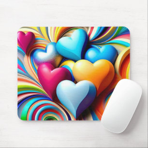 Vibrant Hearts Mouse Pad