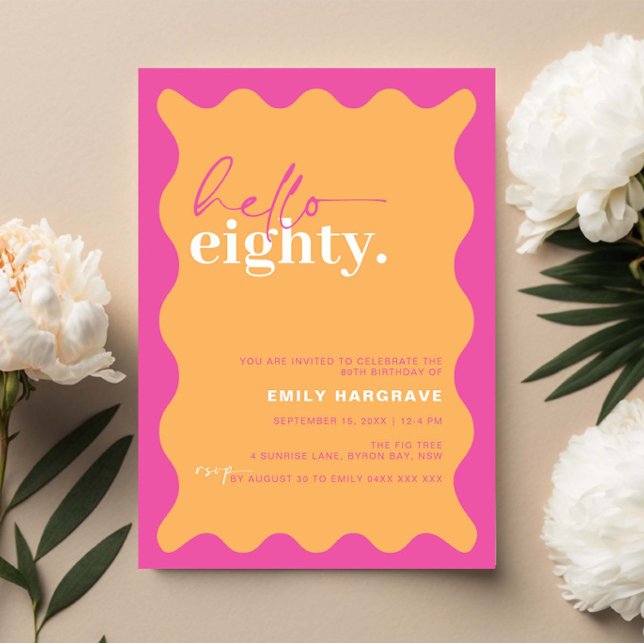Vibrant Hello Eighty 80th Birthday Party Invitation (Creator Uploaded)
