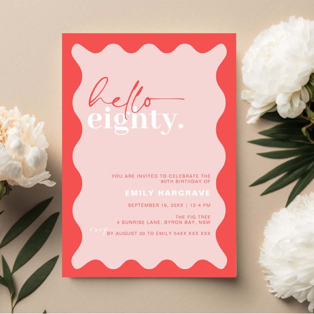Vibrant Hello Eighty 80th Birthday Party Invitation (Creator Uploaded)