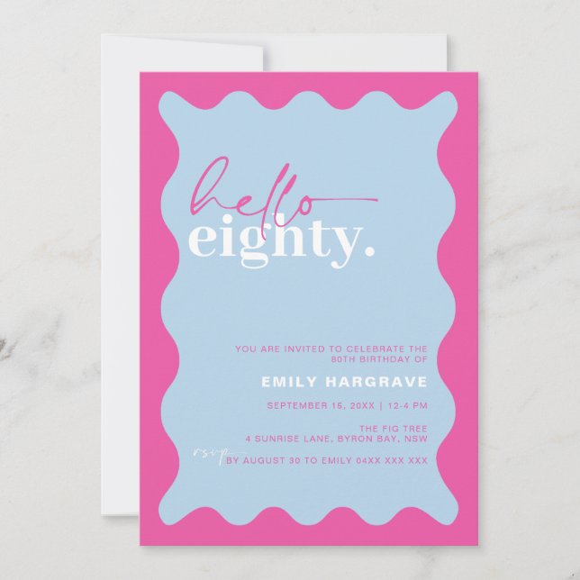 Vibrant Hello Eighty 80th Birthday Party Invitation (Front)