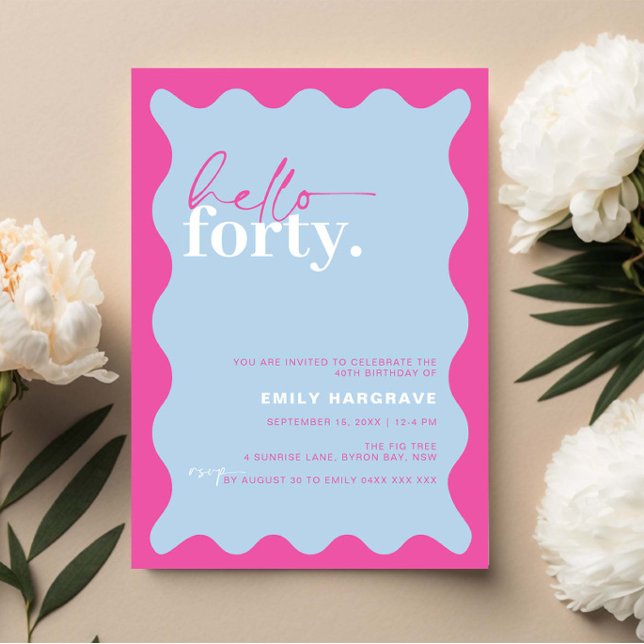 Vibrant Hello Forty 40th Birthday Party Invitation (Creator Uploaded)