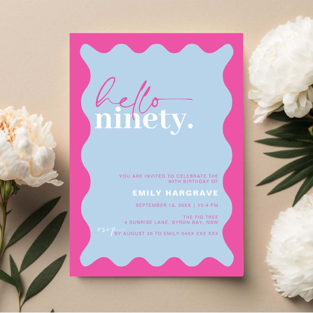 Vibrant Hello Ninety 90th Birthday Party Invitation (Creator Uploaded)