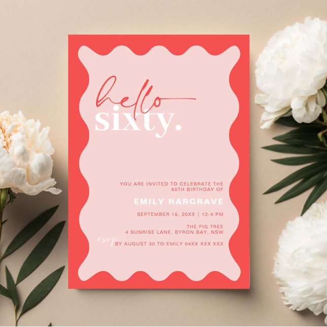Vibrant Hello Sixty 60th Birthday Party Invitation (Creator Uploaded)