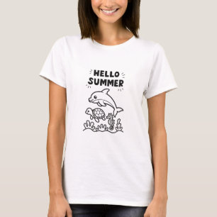 Vibrant Hello Summer Colorful Ocean Animals T-Shirt