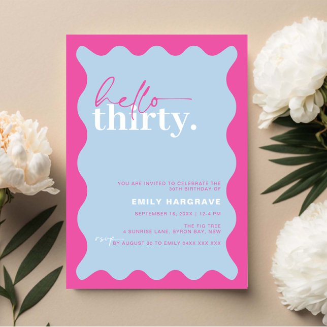 Vibrant Hello Thirty 30th Birthday Party Invitation (Creator Uploaded)