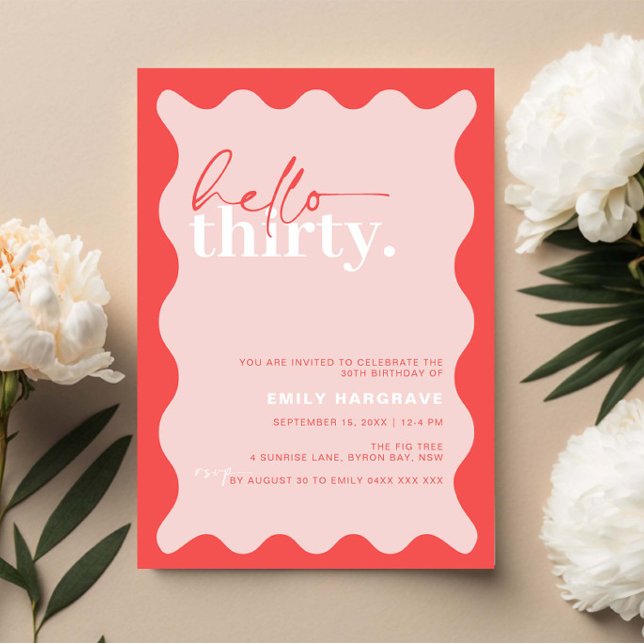 Vibrant Hello Thirty 30th Birthday Party Invitation (Creator Uploaded)