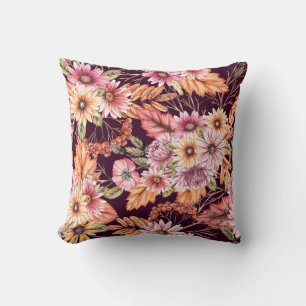 Vibrant Hibiscus Blooms Throw Pillow