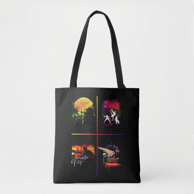 Vibrant Hip Hop Elements AOP Tote MC DJ Breakdance Bag (Front)