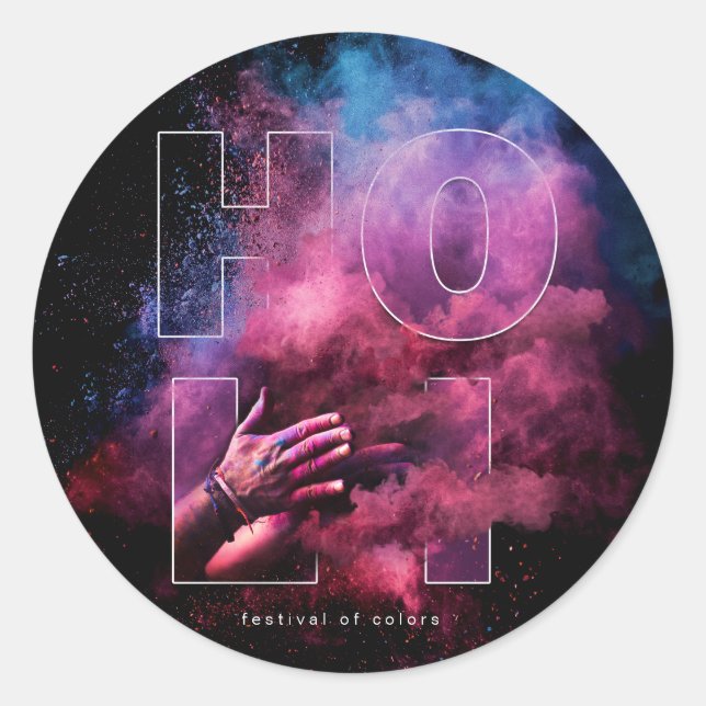 Vibrant Holi Festival of Colours Design Classic Round Sticker (Front)