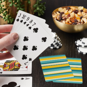 Vibrant Horizontal Stripes in Yellow and Teal Playing Cards