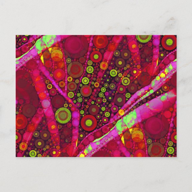 Vibrant Hot Pink Concentric Circle Mosaic Postcard (Front)