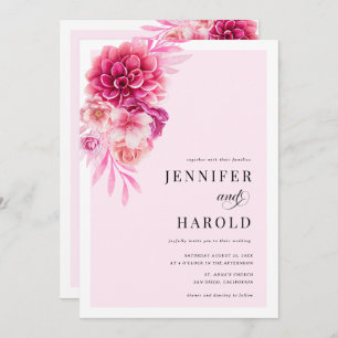 Vibrant Hot Pink Floral Wedding Invitation