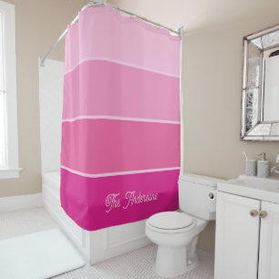 Vibrant Hot Pink   Ombre Stripes with Script