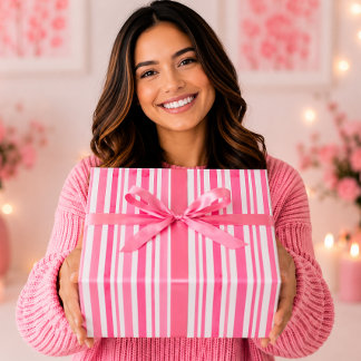 Vibrant Hot Pink Watercolor Stripes Wrapping Paper
