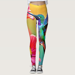 Vibrant Hummingbird at Sunset Design Leggings