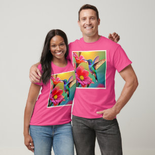 Vibrant Hummingbird at Sunset Design T-Shirt