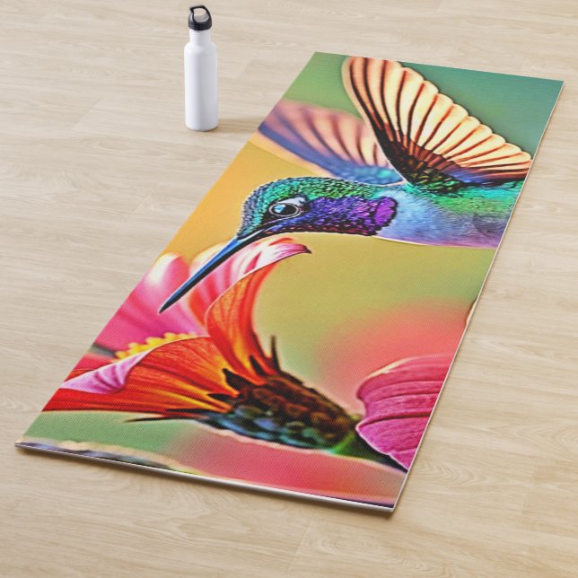 Vibrant Hummingbird at Sunset Design Yoga Mat (In Situ)