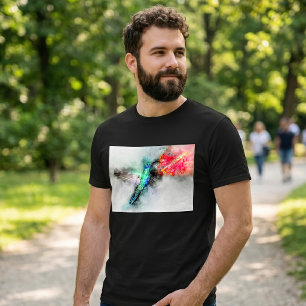 Vibrant Hummingbird Watercolor Floral Art Print T-Shirt