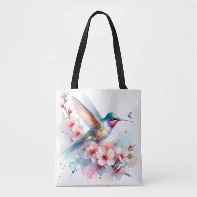 Vibrant Hummingbirds in Flight Tote Bag (Front)