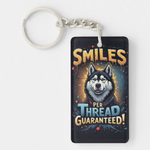 Vibrant Husky With Bold Typography Keychain
