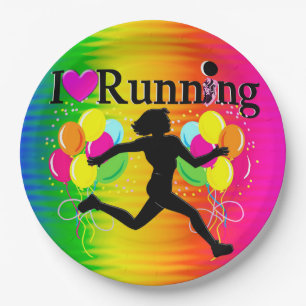 VIBRANT I LOVE RUNNING PAPER PLATES