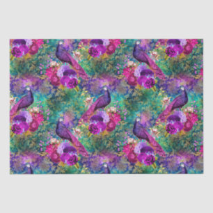 Vibrant Illustrated Peacock Pattern Tissue Paper