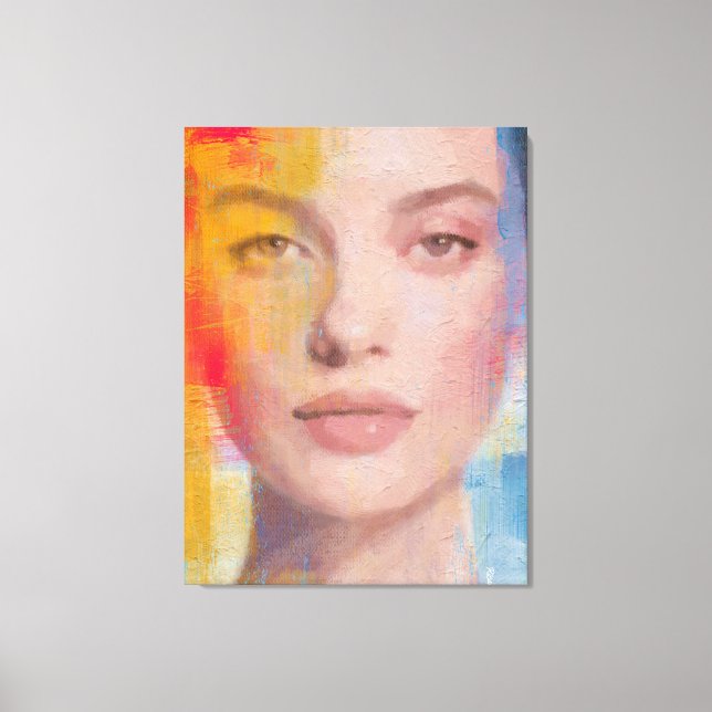 Vibrant Impasto Abstract Portrait Canvas Print (Front)