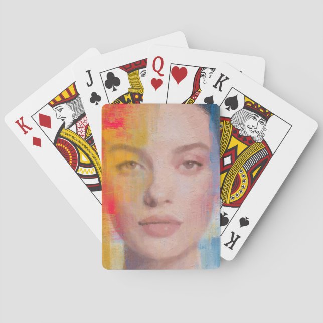 Vibrant Impasto Abstract Portrait Playing Cards (Back)