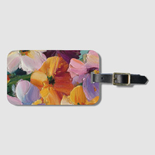 Vibrant Impasto Floral Painting Luggage Tag