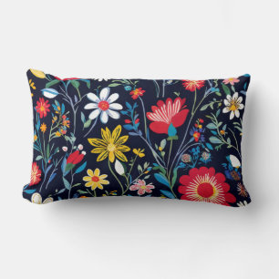 Vibrant Indie Floral Pattern Pillow