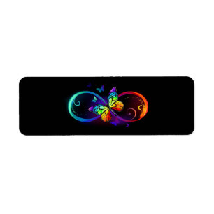 Vibrant infinity with rainbow butterfly on black