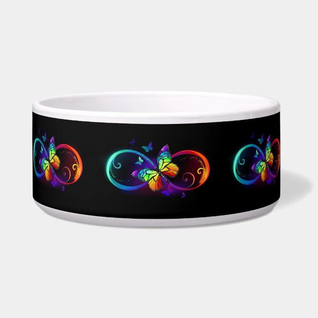 Vibrant infinity with rainbow butterfly on black (Front)